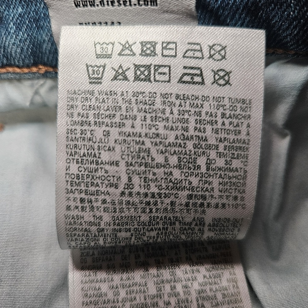 Diesel 2006 D-Fining Tapered Button Fly Blue Jeans Men's 38 (38x27.5) Whiskering - Picture 14 of 14